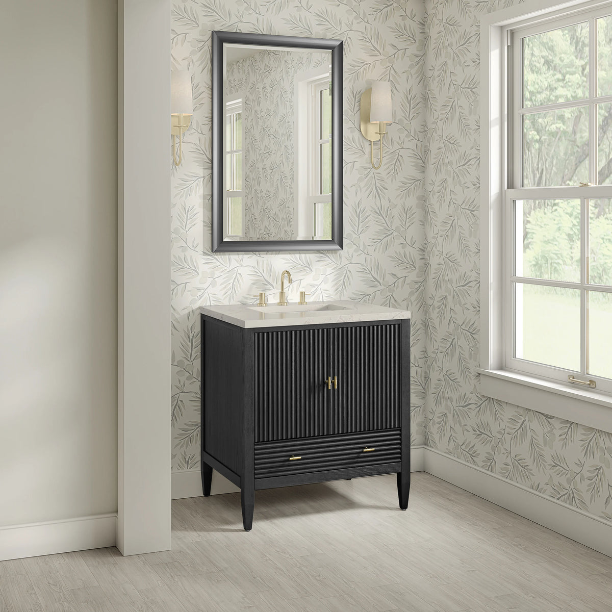 Myrrin 30" Single Vanity, Carbon Oak w/ 3 CM Siberian Silestone Top, view 7