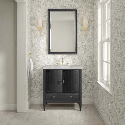 Myrrin 30" Single Vanity, Carbon Oak w/ 3 CM Victorian Silver Silestone Top, view 3