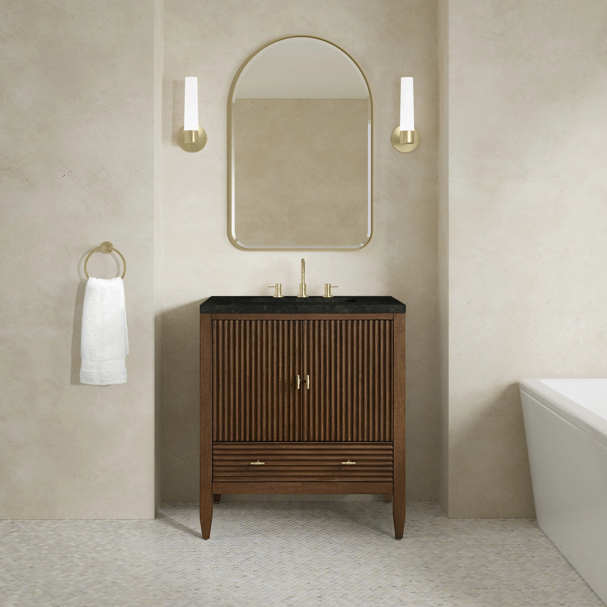 Myrrin 30" Single Vanity, Mid-Century Walnut w/ 3 CM Phantome Eclos Top, view 4