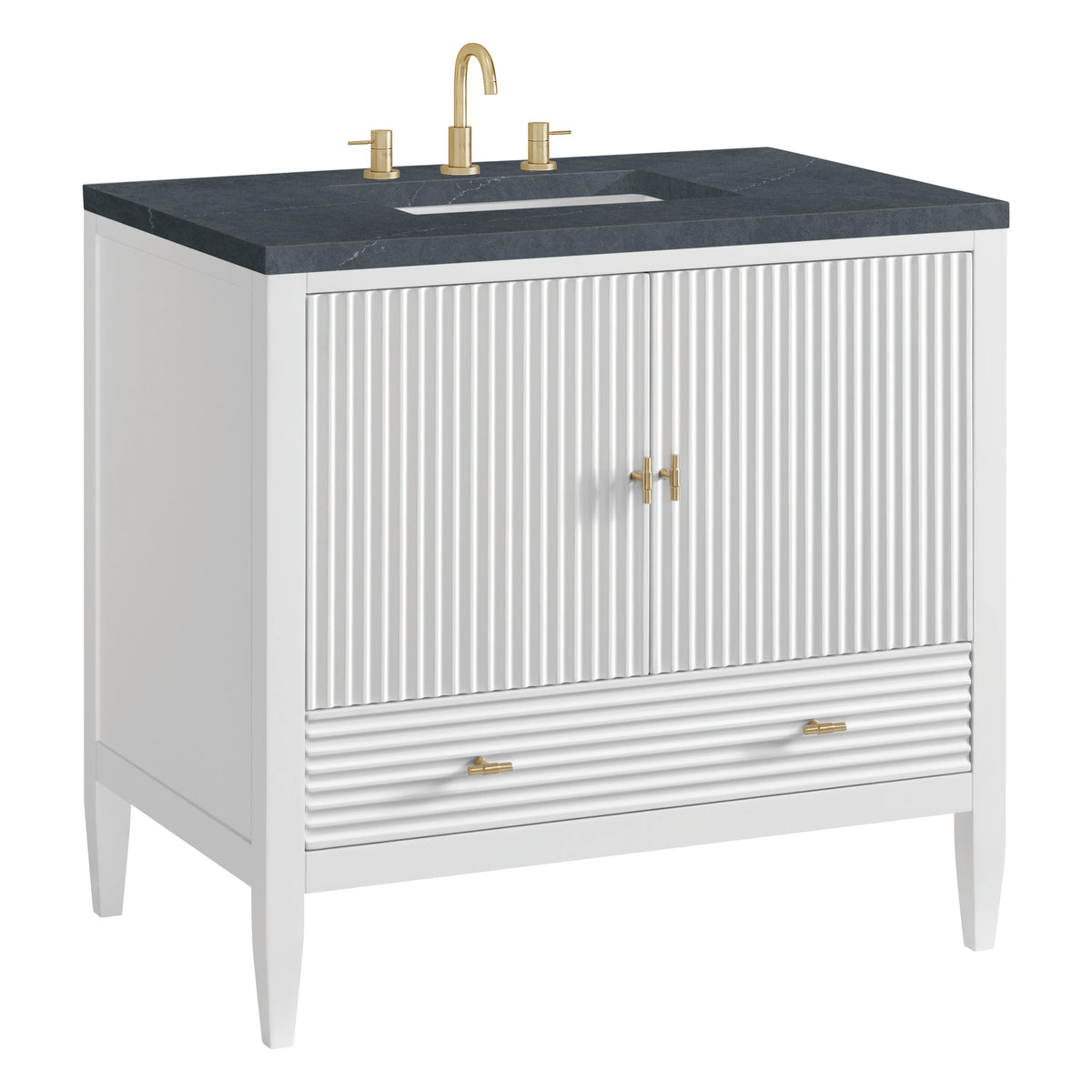 Myrrin 36" Vanity, Bright White w/ 3 CM Charcoal Soapstone Silestone Top, view 10
