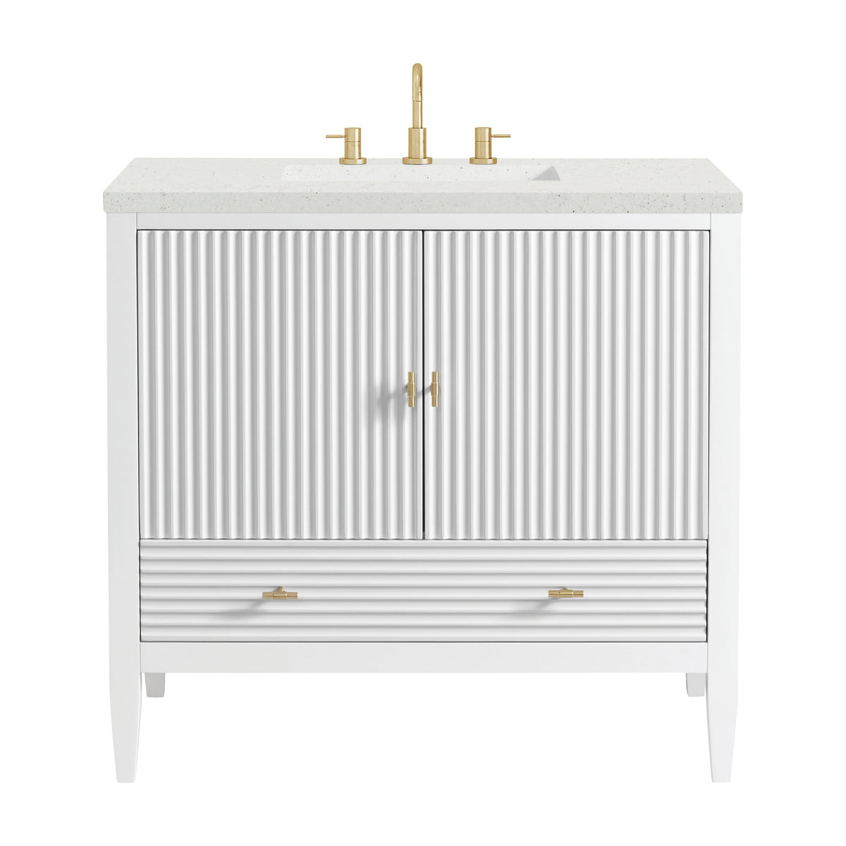 Myrrin 36" Vanity, Bright White w/ 3 CM Lime Delight Silestone Top