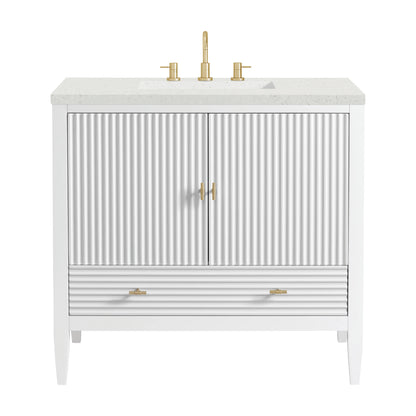 Myrrin 36" Vanity, Bright White w/ 3 CM Lime Delight Silestone Top