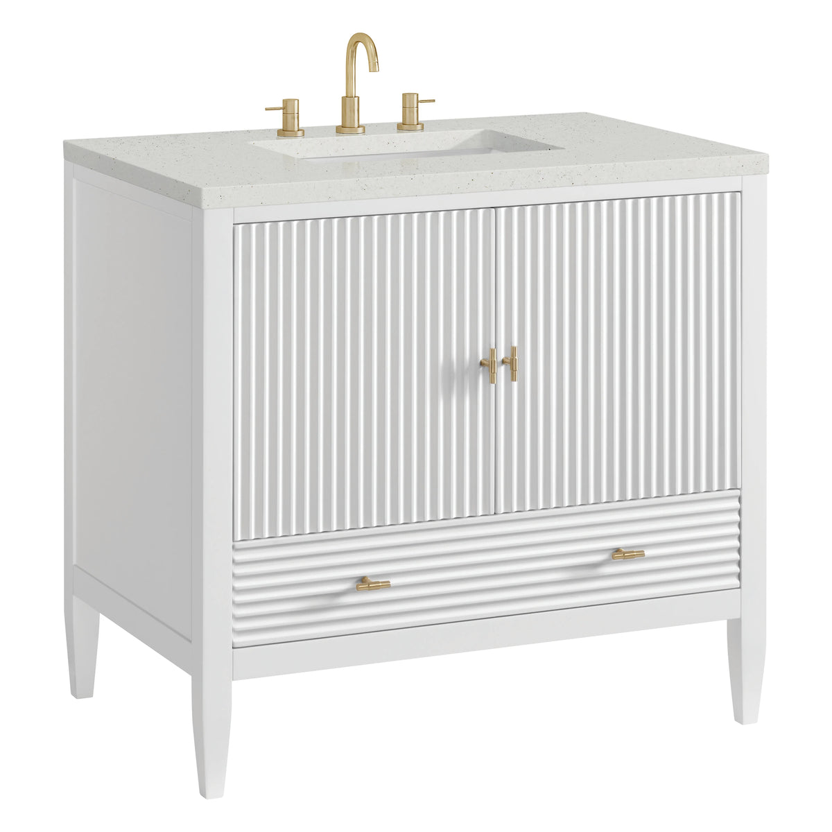 Myrrin 36" Vanity, Bright White w/ 3 CM Lime Delight Silestone Top, view 10