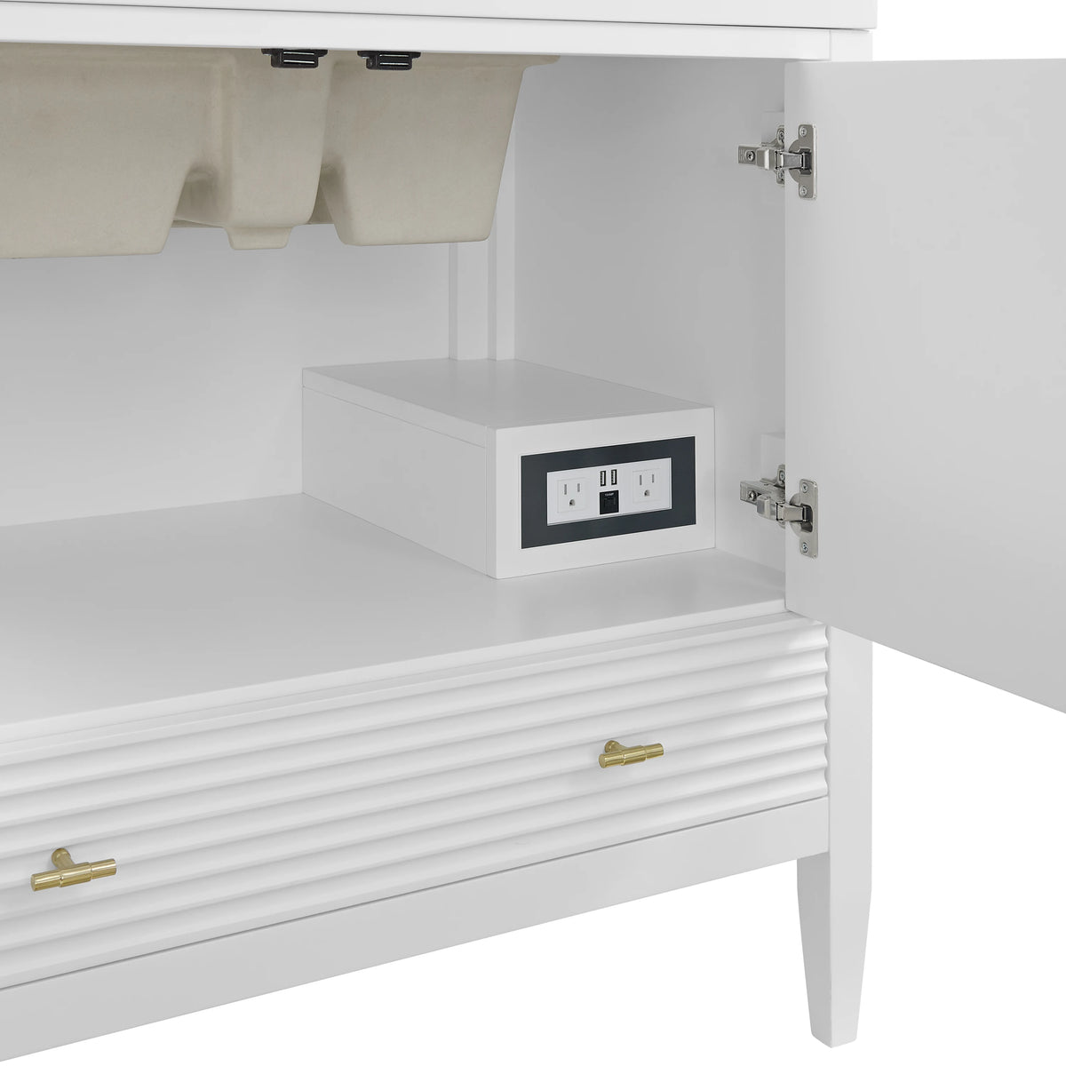 Myrrin 36" Vanity, Bright White w/ 3 CM Lime Delight Silestone Top, view 12