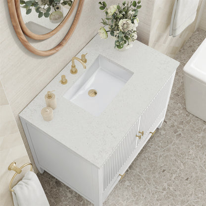 Myrrin 36" Vanity, Bright White w/ 3 CM Lime Delight Silestone Top, view 7