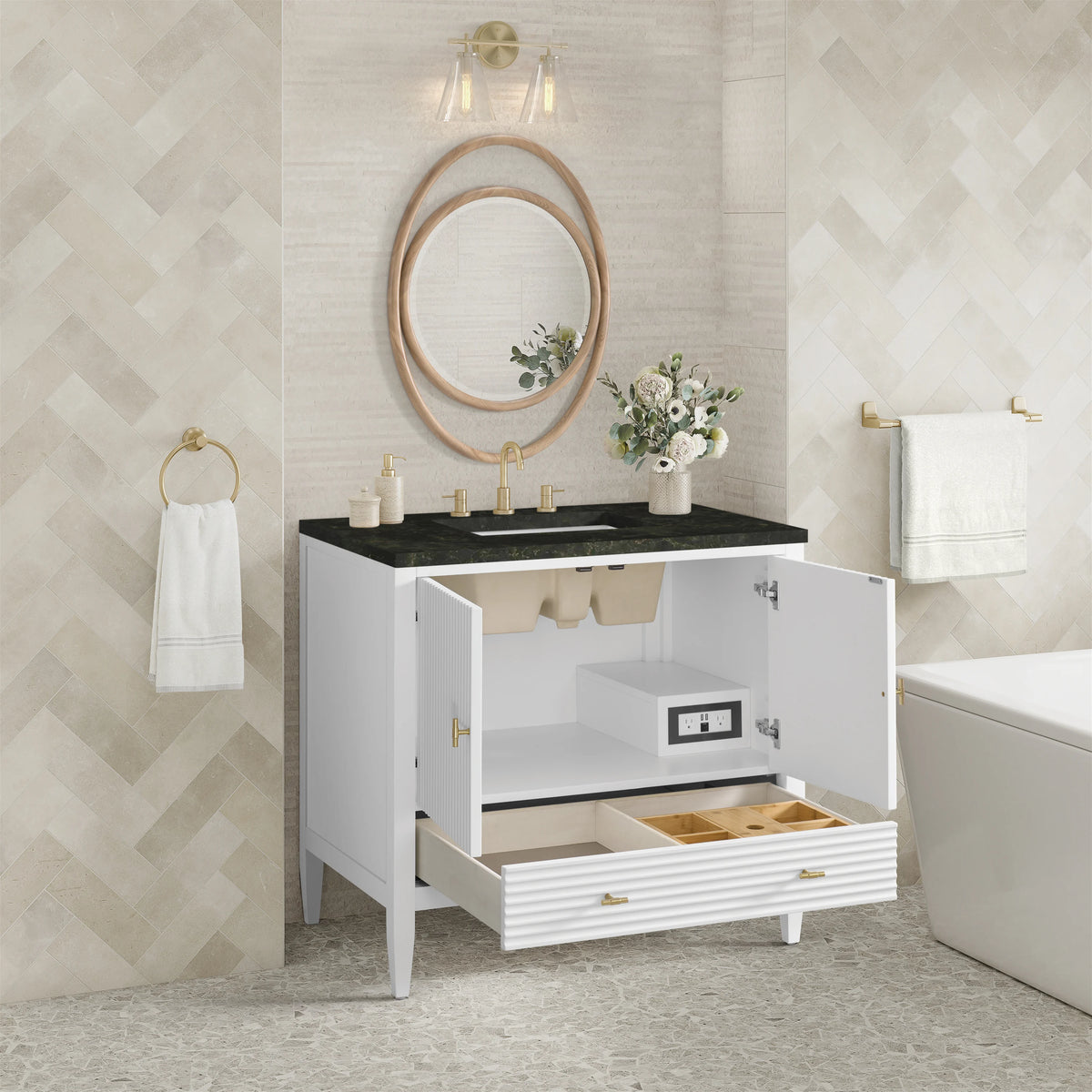 Myrrin 36" Vanity, Bright White, w/ 3 CM Phantome Eclos Top, view 5