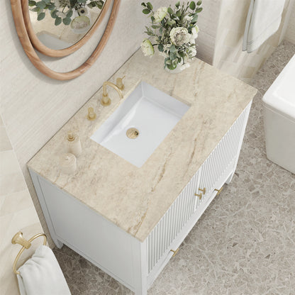 Myrrin 36" Vanity, Bright White, w/ 3 CM Tajnar Eclos Top, view 7