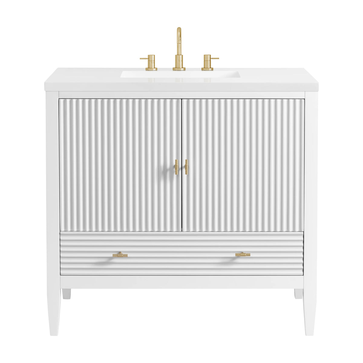 Myrrin 36" Vanity, Bright White w/ 3 CM White Zeus Silestone Top