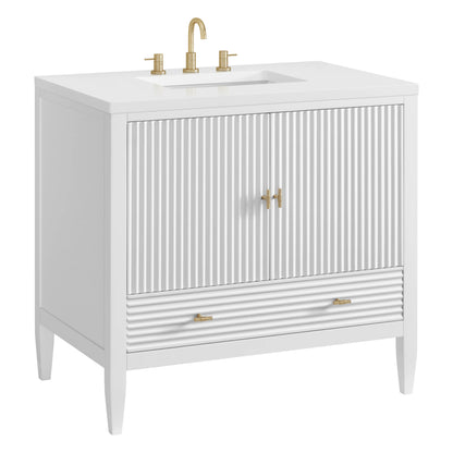 Myrrin 36" Vanity, Bright White w/ 3 CM White Zeus Silestone Top, view 12