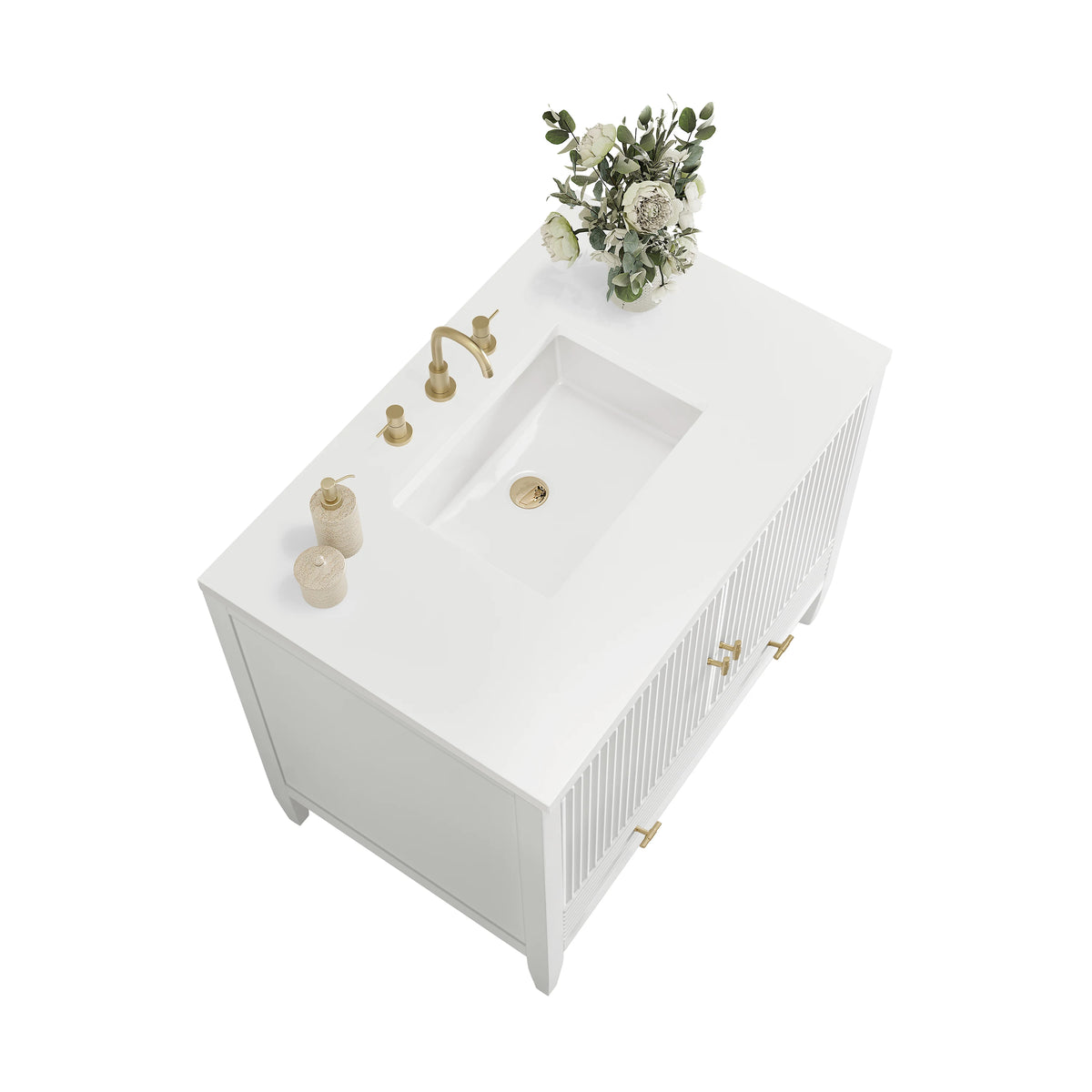 Myrrin 36" Vanity, Bright White w/ 3 CM White Zeus Silestone Top, view 8