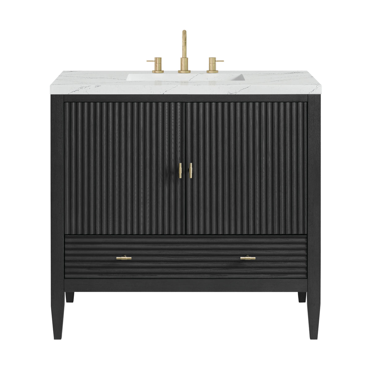 Myrrin 36" Vanity, Carbon Oak w/ 3 CM Ethereal Noctis Silestone Top