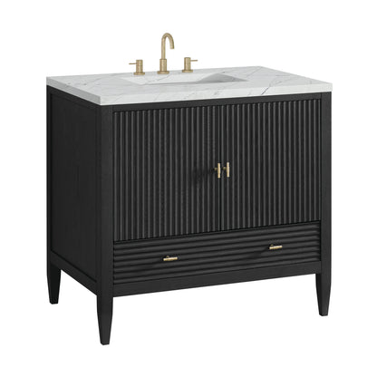 Myrrin 36" Vanity, Carbon Oak w/ 3 CM Ethereal Noctis Silestone Top, view 10