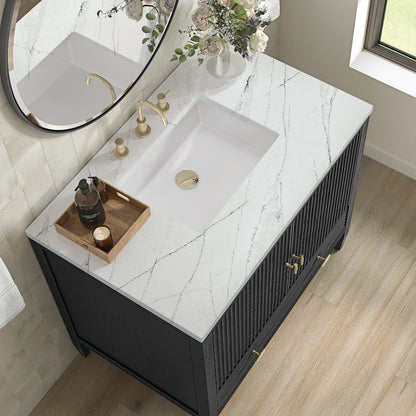 Myrrin 36" Vanity, Carbon Oak w/ 3 CM Ethereal Noctis Silestone Top, view 7