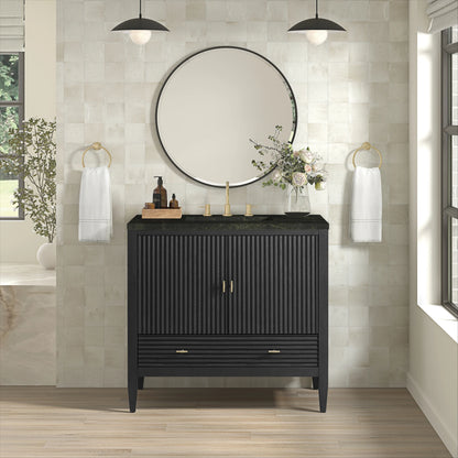 Myrrin 36" Vanity, Carbon Oak, w/ 3 CM Phantome Eclos Top, view 3