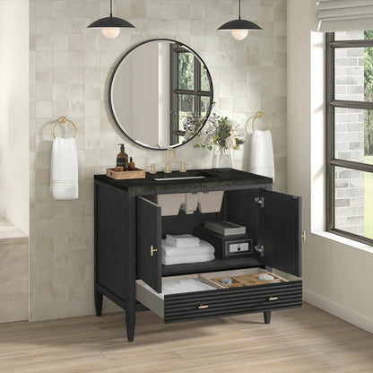 Myrrin 36" Vanity, Carbon Oak, w/ 3 CM Phantome Eclos Top, view 5