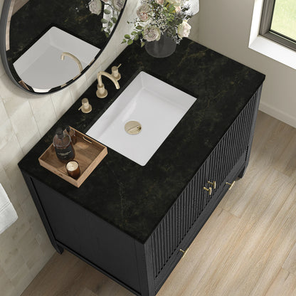 Myrrin 36" Vanity, Carbon Oak, w/ 3 CM Phantome Eclos Top, view 7