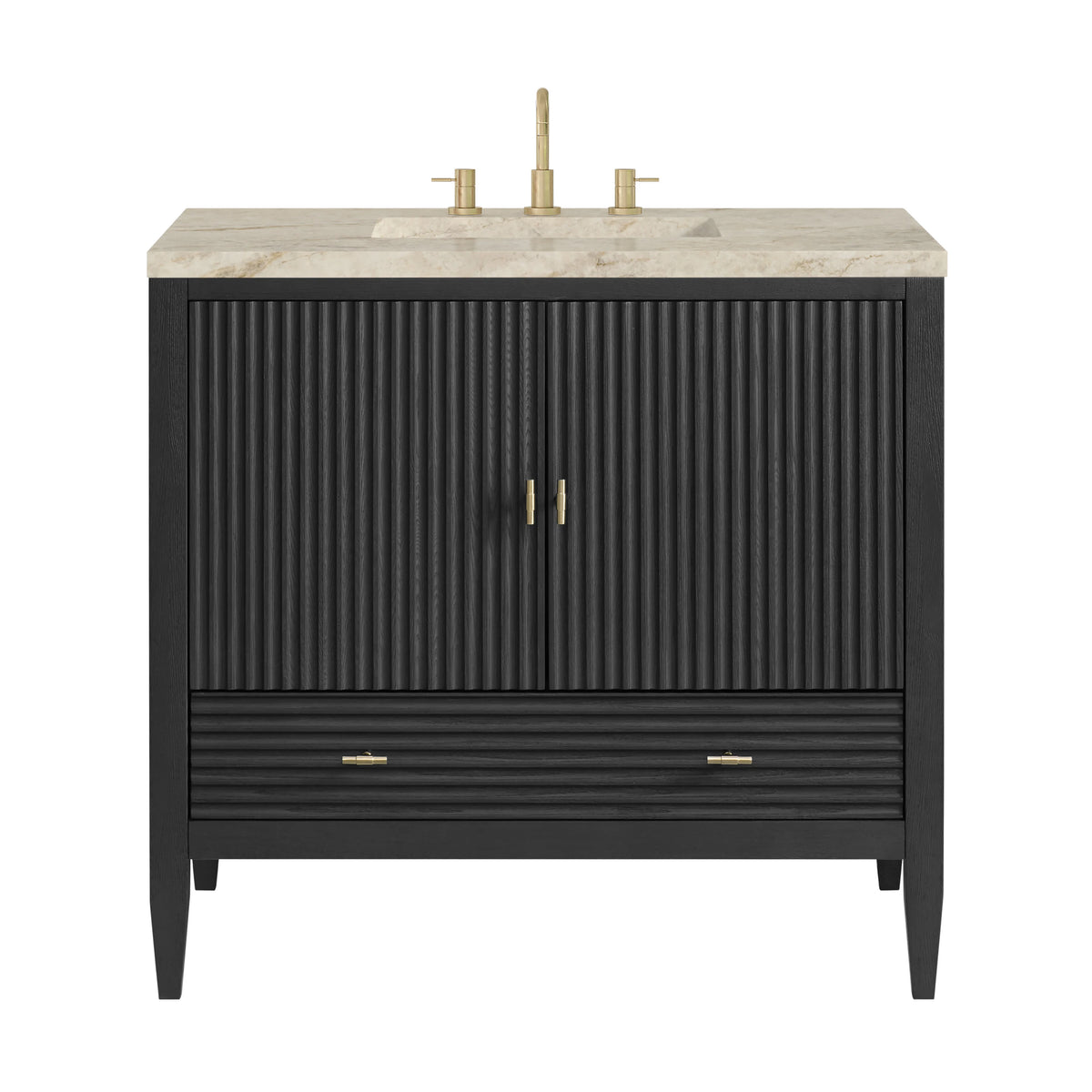Myrrin 36" Vanity, Carbon Oak, w/ 3 CM Tajnar Eclos Top