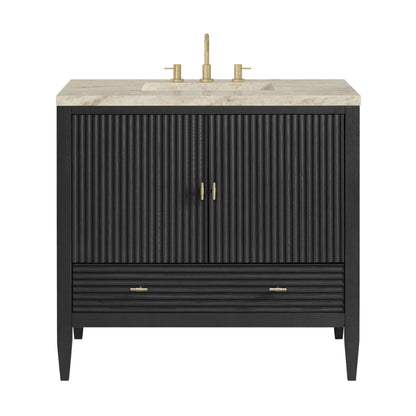 Myrrin 36" Vanity, Carbon Oak, w/ 3 CM Tajnar Eclos Top