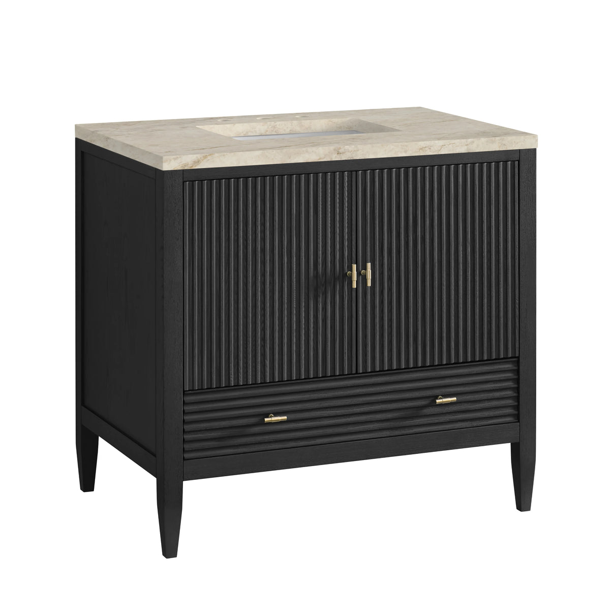 Myrrin 36" Vanity, Carbon Oak, w/ 3 CM Tajnar Eclos Top, view 10
