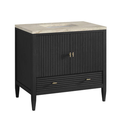 Myrrin 36" Vanity, Carbon Oak, w/ 3 CM Tajnar Eclos Top, view 10