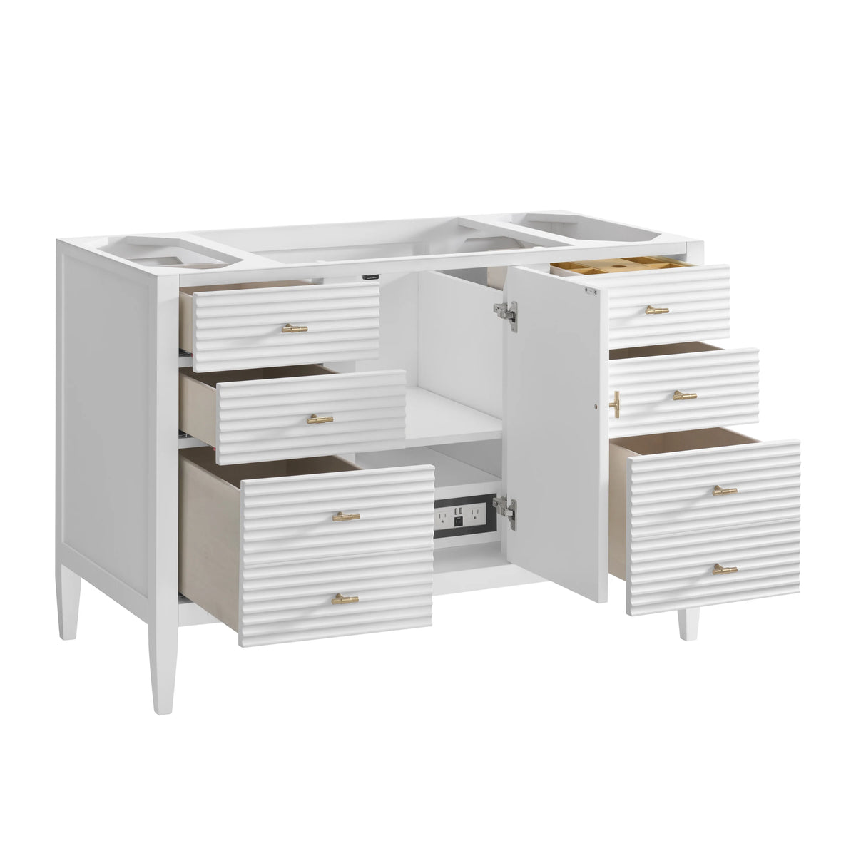 Myrrin 48" Vanity, Bright White w/ Single Hole 3 CM White Zeus Silestone Top & Backsplash, view 5
