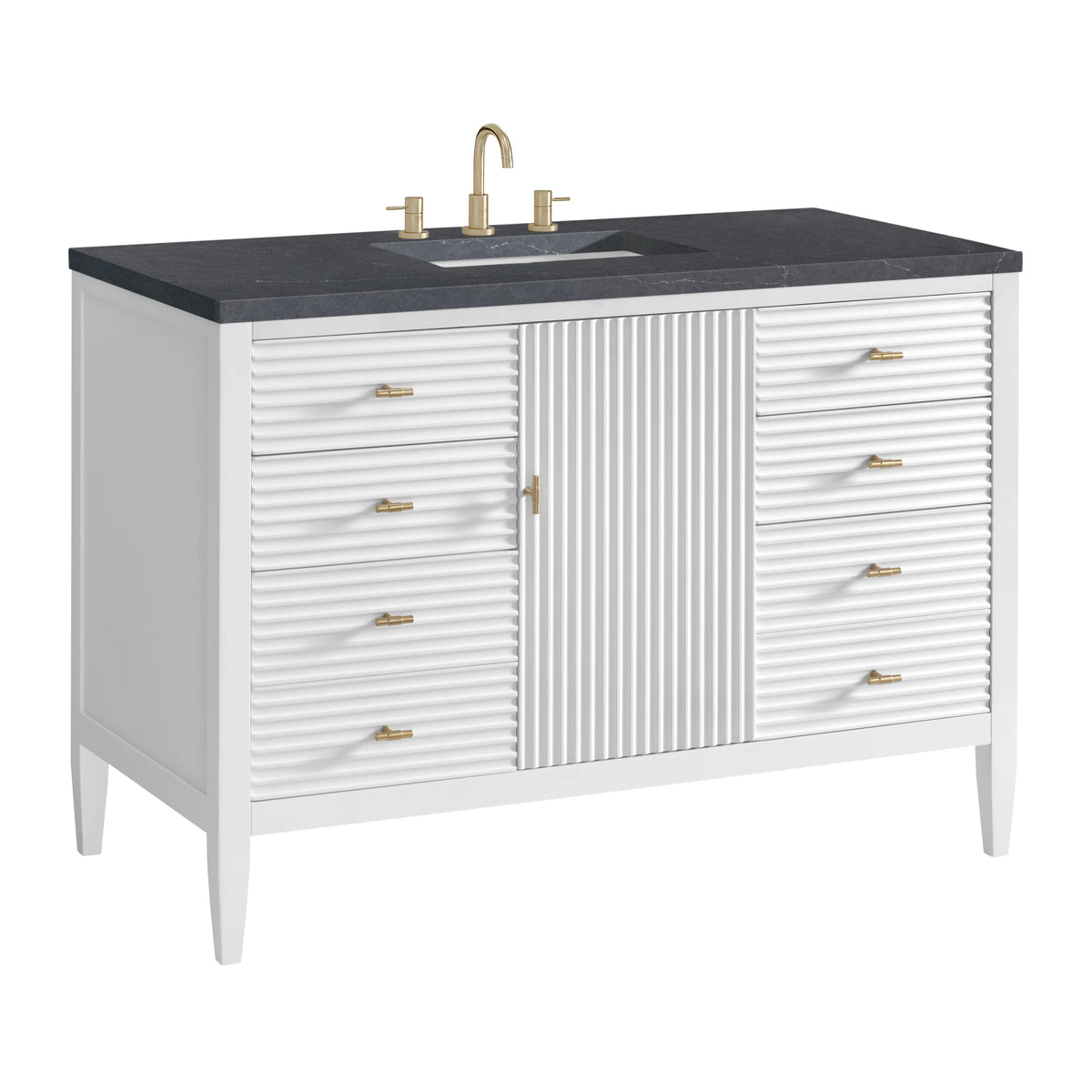 Myrrin 48" Single Vanity, Bright White w/ 3 CM Charcoal Soapstone Silestone Top, view 10