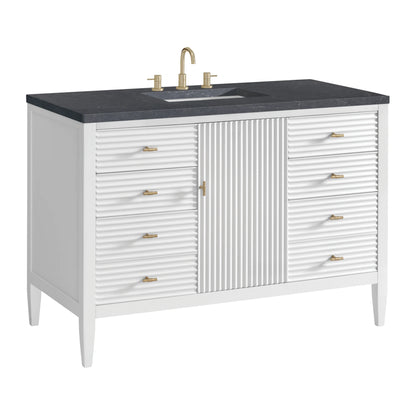 Myrrin 48" Single Vanity, Bright White w/ 3 CM Charcoal Soapstone Silestone Top, view 10