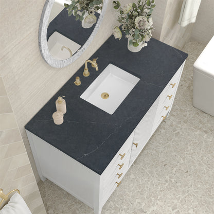 Myrrin 48" Single Vanity, Bright White w/ 3 CM Charcoal Soapstone Silestone Top, view 7