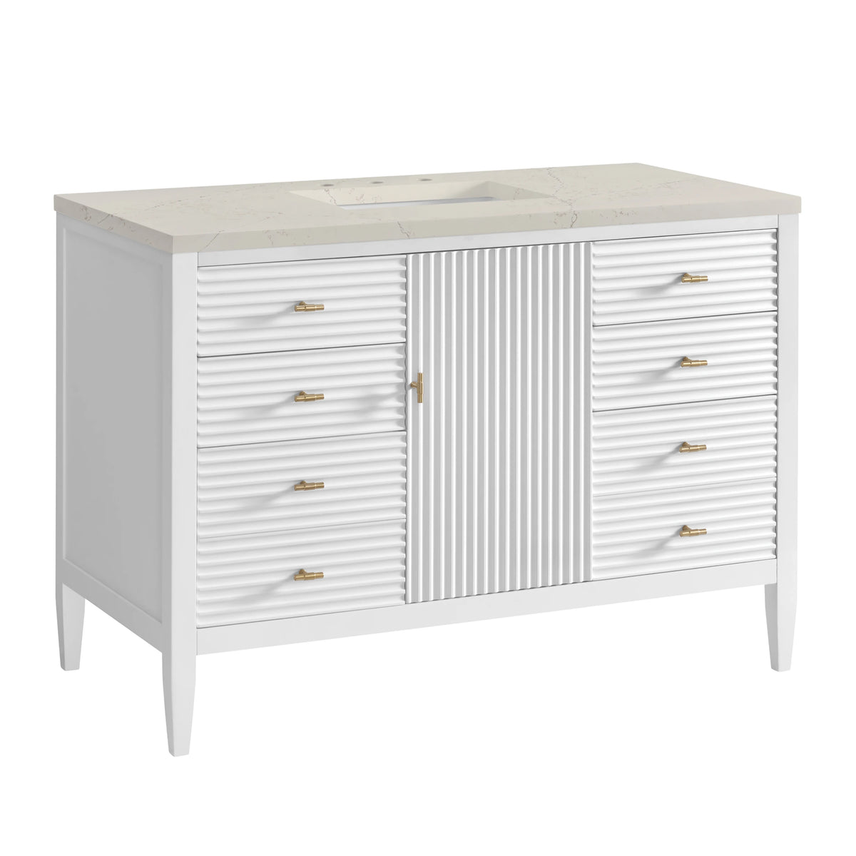 Myrrin 48" Single Vanity, Bright White, w/ 3 CM Siberian Silestone Top, view 10