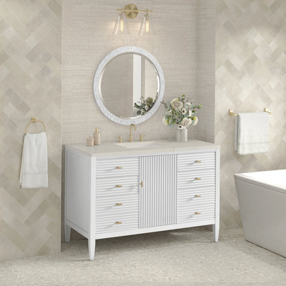 Myrrin 48" Single Vanity, Bright White, w/ 3 CM Siberian Silestone Top, view 4