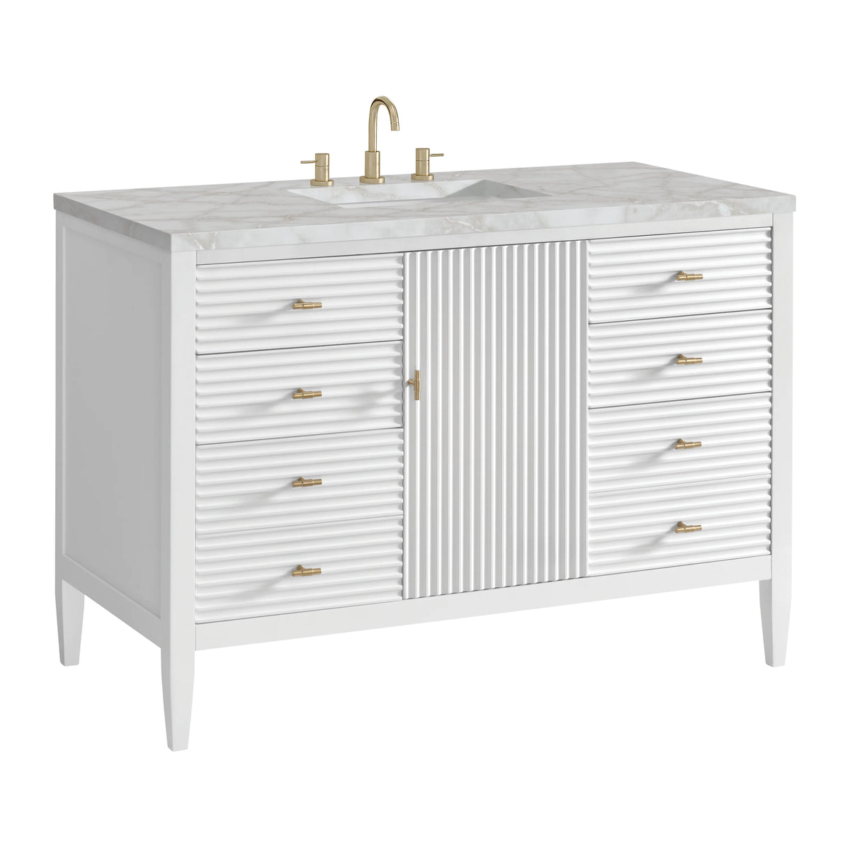 Myrrin 48" Single Vanity, Bright White w/ 3 CM Victorian Silver Silestone Top, view 10