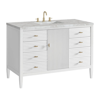 Myrrin 48" Single Vanity, Bright White w/ 3 CM Victorian Silver Silestone Top, view 10