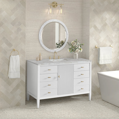 Myrrin 48" Single Vanity, Bright White w/ 3 CM Victorian Silver Silestone Top, view 4