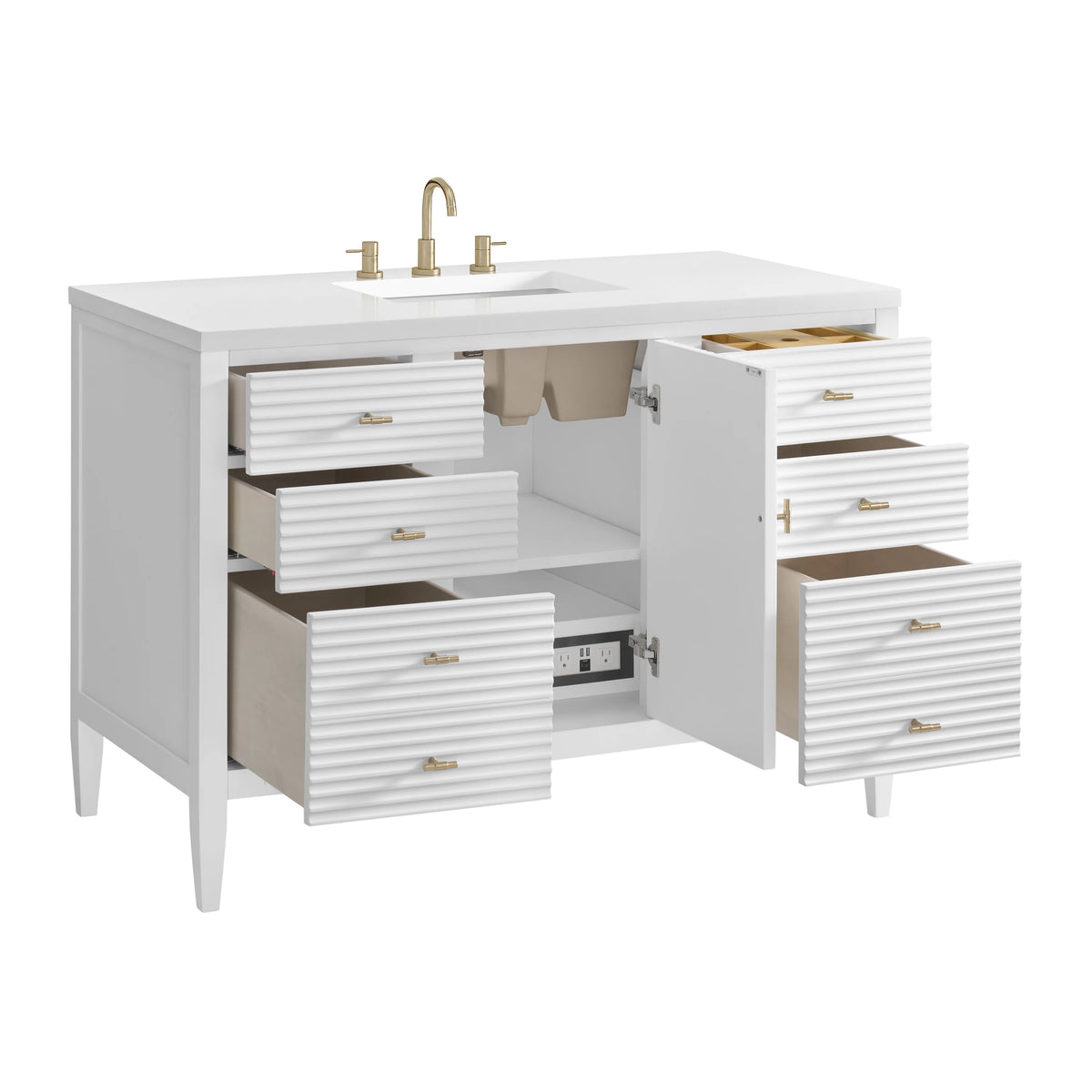 Myrrin 48" Single Vanity, Bright White w/ 3 CM White Zeus Silestone Top, view 10