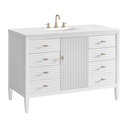 Myrrin 48" Single Vanity, Bright White w/ 3 CM White Zeus Silestone Top, view 12
