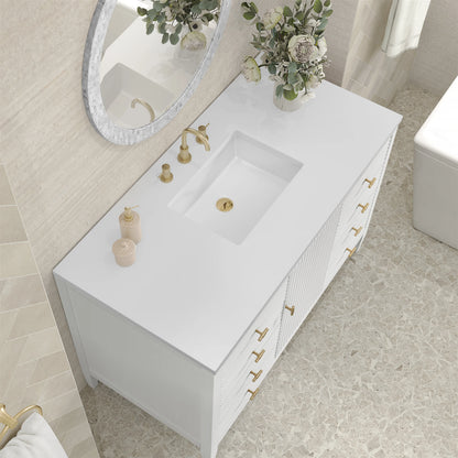 Myrrin 48" Single Vanity, Bright White w/ 3 CM White Zeus Silestone Top, view 7