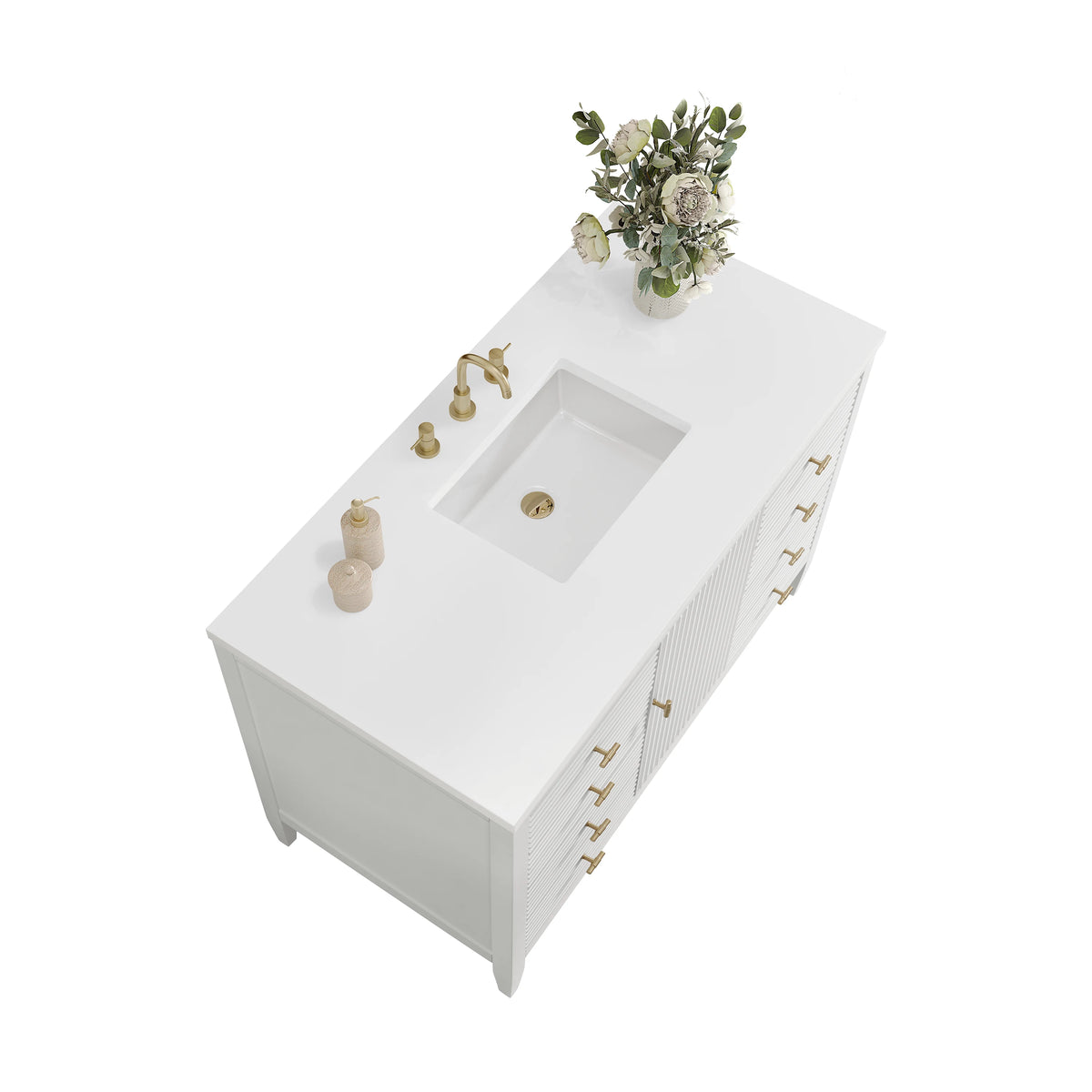 Myrrin 48" Single Vanity, Bright White w/ 3 CM White Zeus Silestone Top, view 8