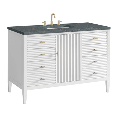Myrrin 48" Single Vanity, Bright White w/ 3 CM Parisien Bleu Silestone Top w/FreePower Wireless Charger, view 13