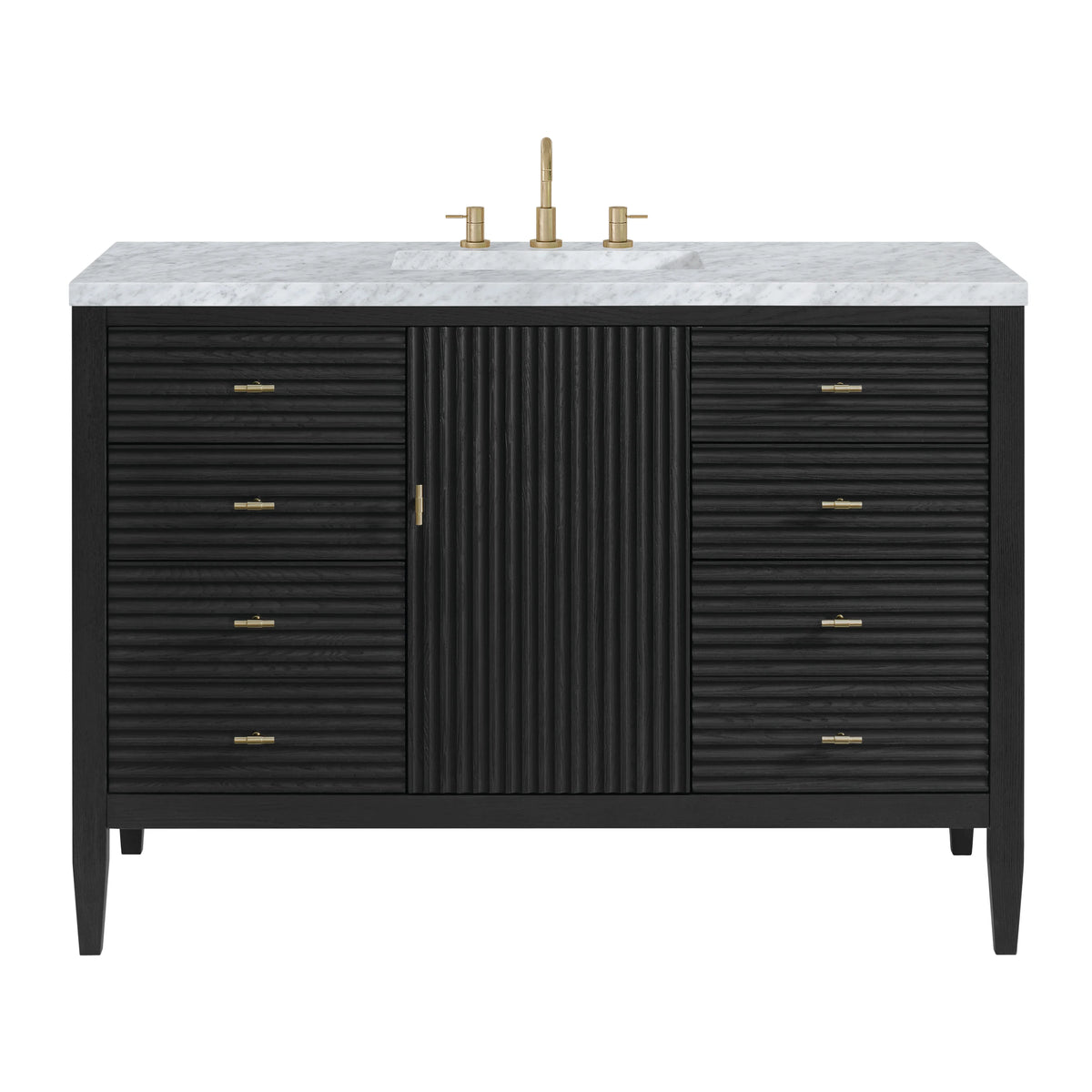 Myrrin 48" Single Vanity, Carbon Oak w/ 3 CM Carrara White Marble Top