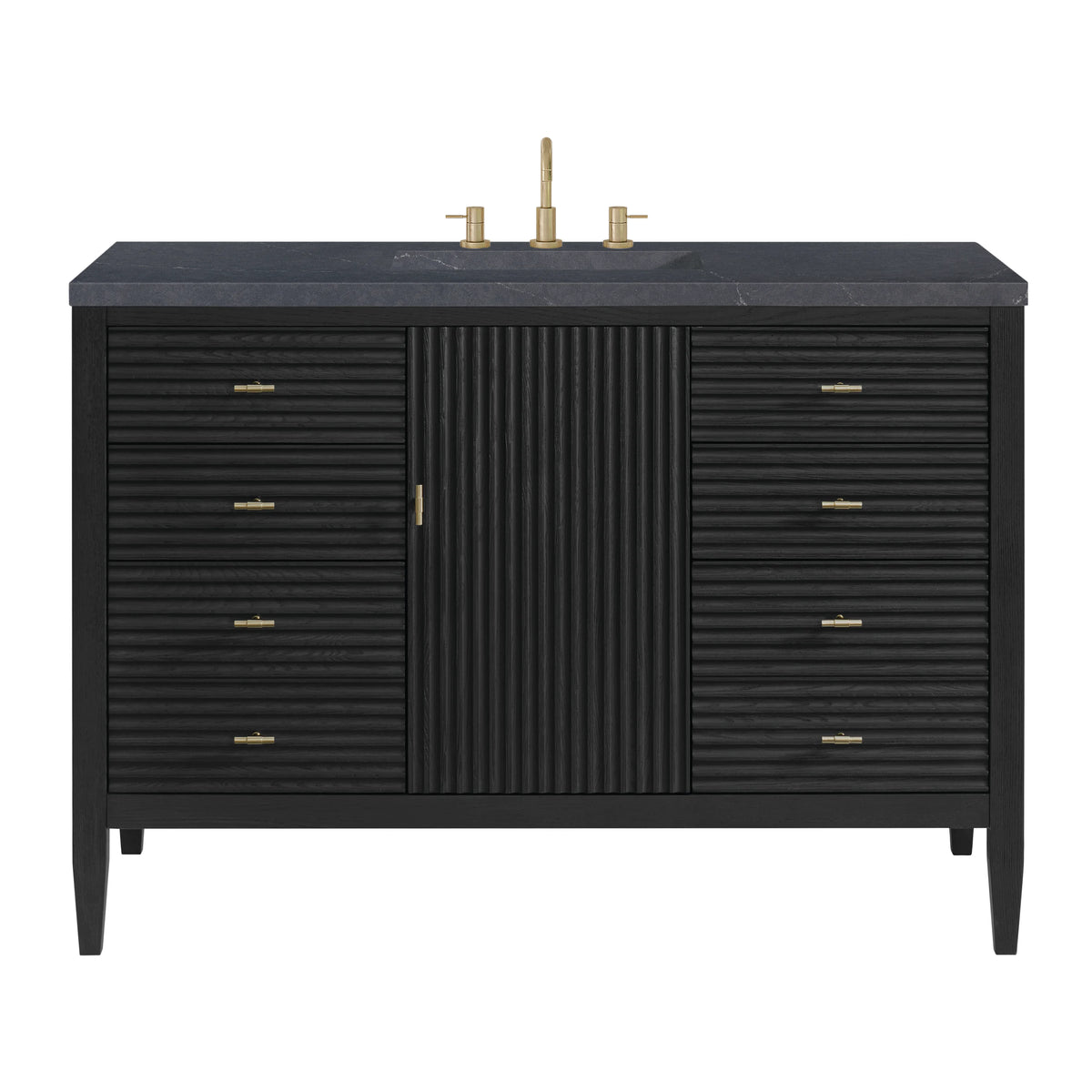 Myrrin 48" Single Vanity, Carbon Oak w/ 3 CM Charcoal Soapstone Silestone Top