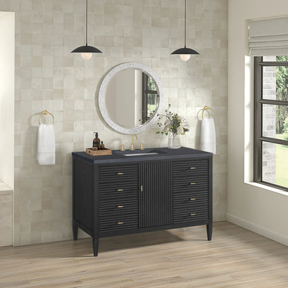 Myrrin 48" Single Vanity, Carbon Oak w/ 3 CM Charcoal Soapstone Silestone Top, view 4