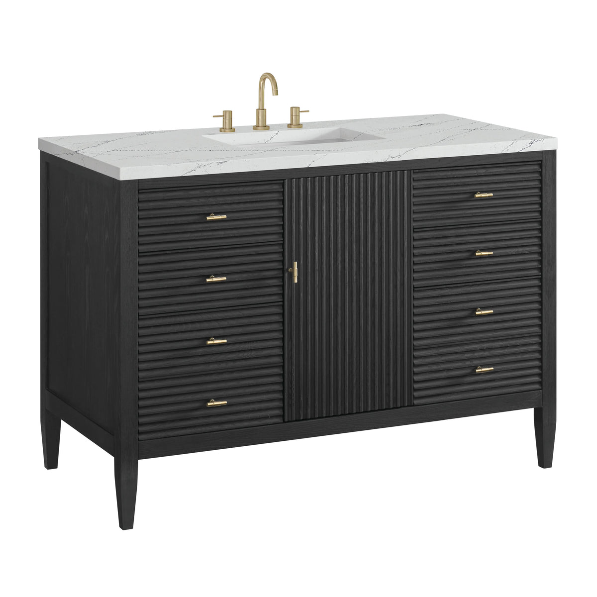 Myrrin 48" Single Vanity, Carbon Oak w/ 3 CM Ethereal Noctis Silestone Top, view 10
