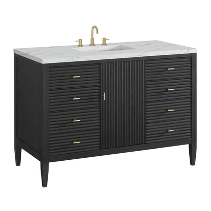 Myrrin 48" Single Vanity, Carbon Oak w/ 3 CM Ethereal Noctis Silestone Top, view 10
