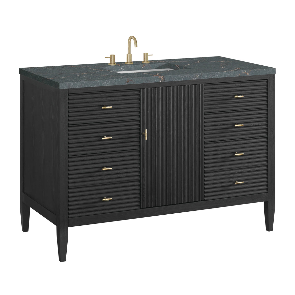 Myrrin 48" Single Vanity, Carbon Oak w/ 3 CM Parisien Bleu Silestone Top, view 10