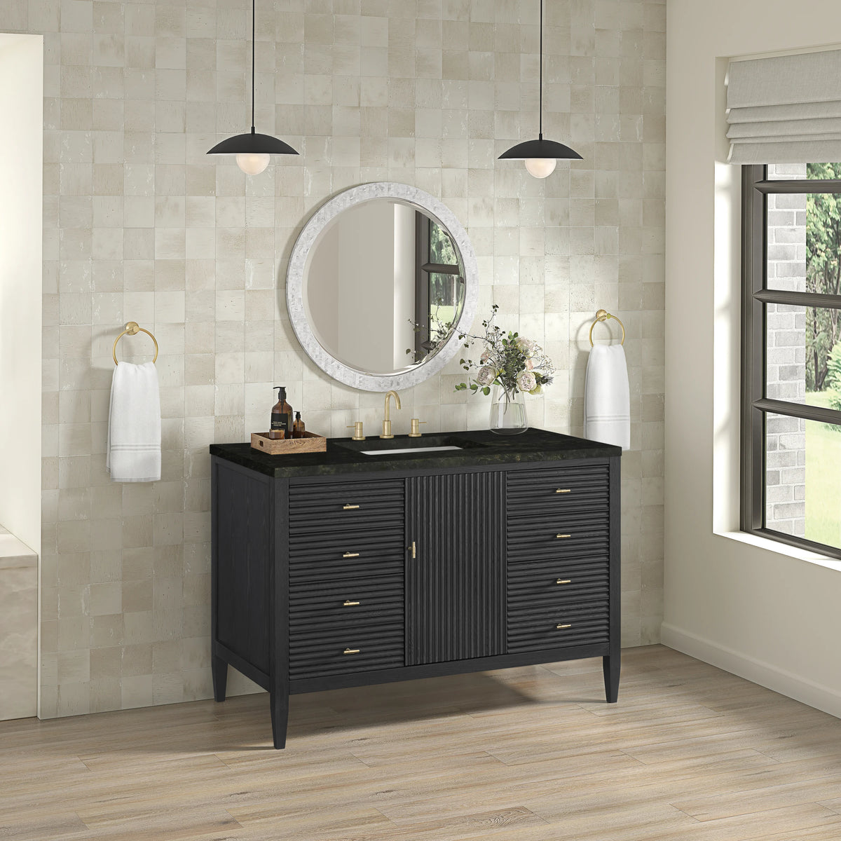 Myrrin 48" Single Vanity, Carbon Oak, w/ 3 CM Phantome Eclos Top, view 4