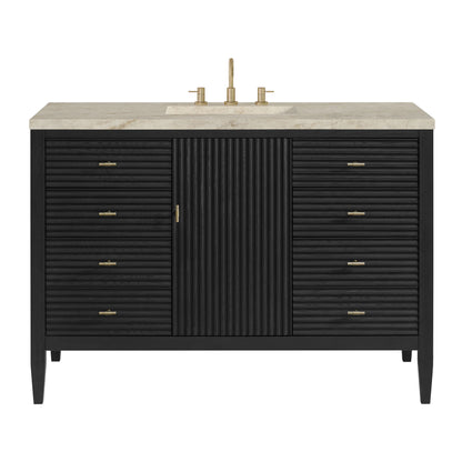 Myrrin 48" Single Vanity, Carbon Oak, w/ 3 CM Tajnar Eclos Top