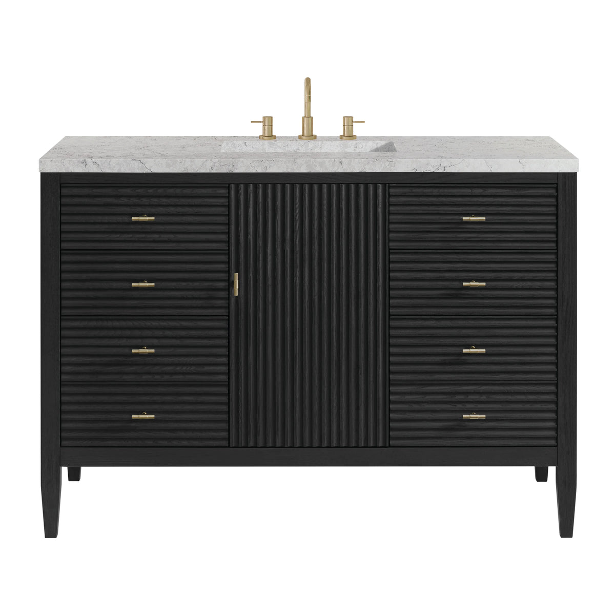 Myrrin 48" Single Vanity, Carbon Oak w/ 3 CM Eternal Jasmine Pearl Silestone Top w/FreePower Wireless Charger