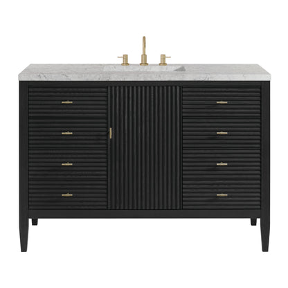 Myrrin 48" Single Vanity, Carbon Oak w/ 3 CM Eternal Jasmine Pearl Silestone Top w/FreePower Wireless Charger