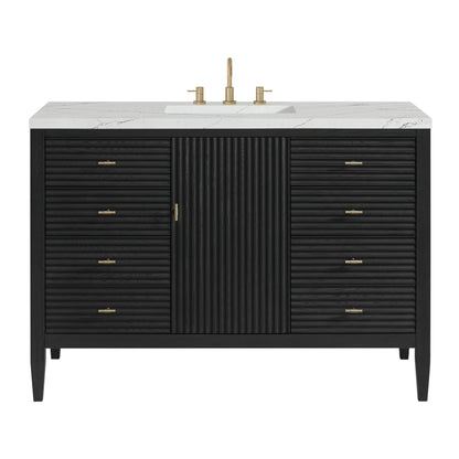 Myrrin 48" Single Vanity, Carbon Oak w/ 3 CM Ethereal Noctis Silestone Top w/FreePower Wireless Charger