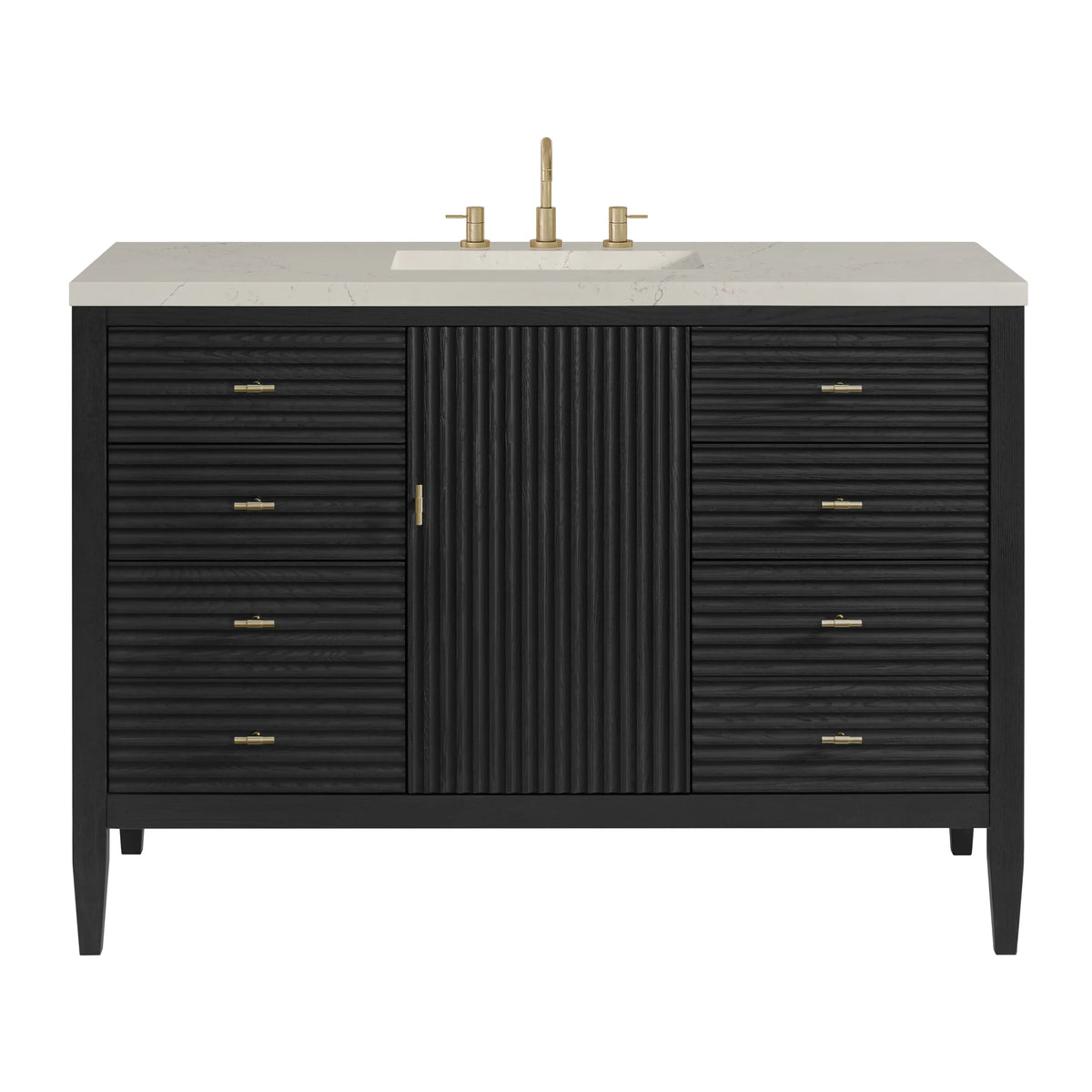 Myrrin 48" Single Vanity, Carbon Oak, w/ 3 CM Siberian Silestone Top w/FreePower Wireless Charger